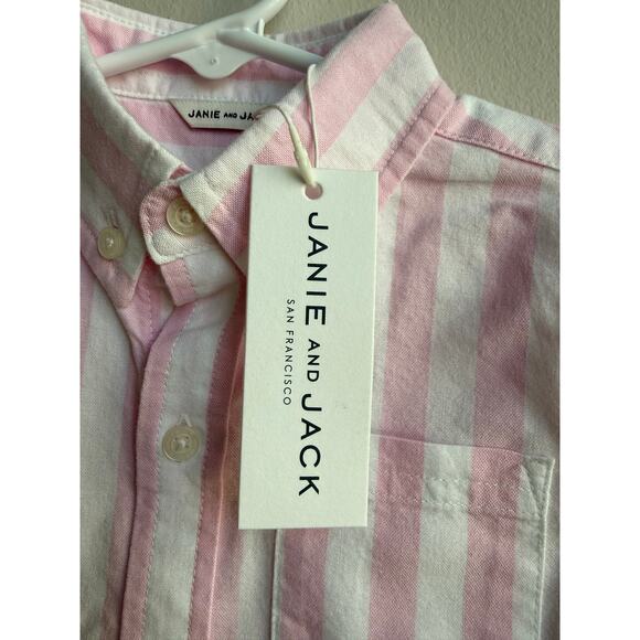 Janie and Jack Pink and White Striped Button Down - Picture 2 of 8